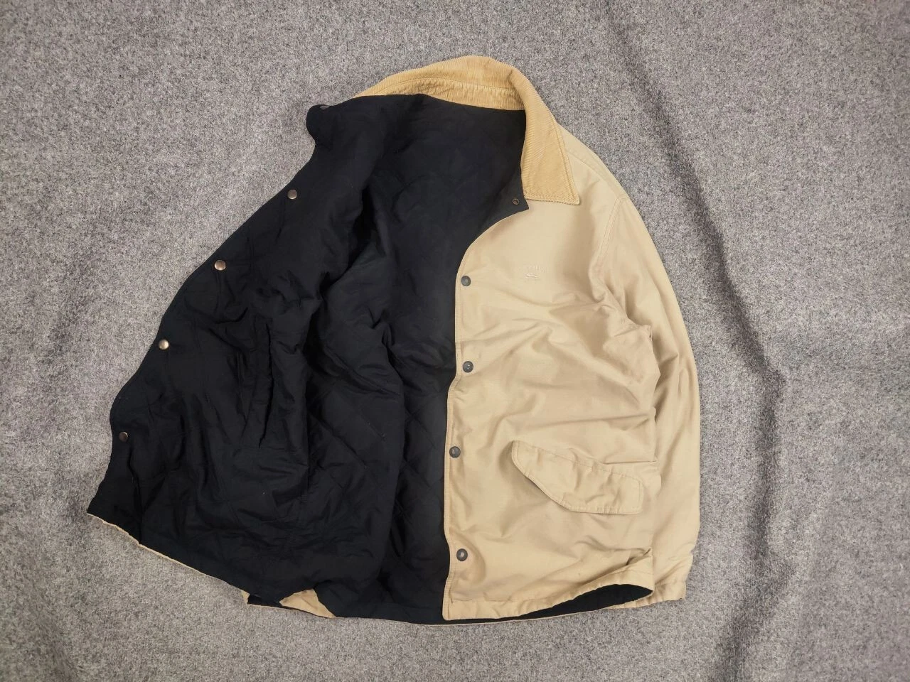 Giacca trapuntata Longchamp Paris vintage anni 90 reversibile nero beige