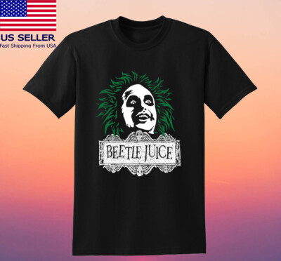 Beetlejuice Cartoon Horror Head Men's Black Size S-5XL