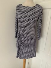 Joules Claudia Navy Shell Patterned Jersey Side Ruched Bodycon Dress  Uk 8