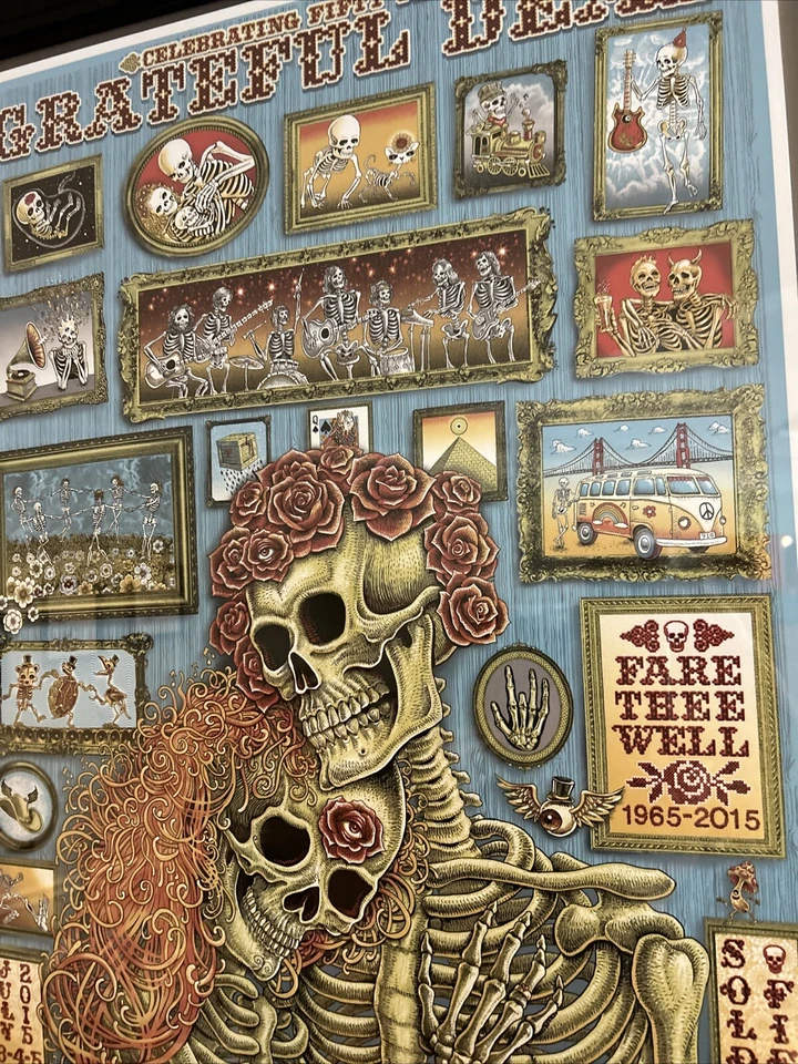 Pôster Grateful Dead numerado assinado à mão Emek Fare Thee Well / STU - Imagem 3 de 4