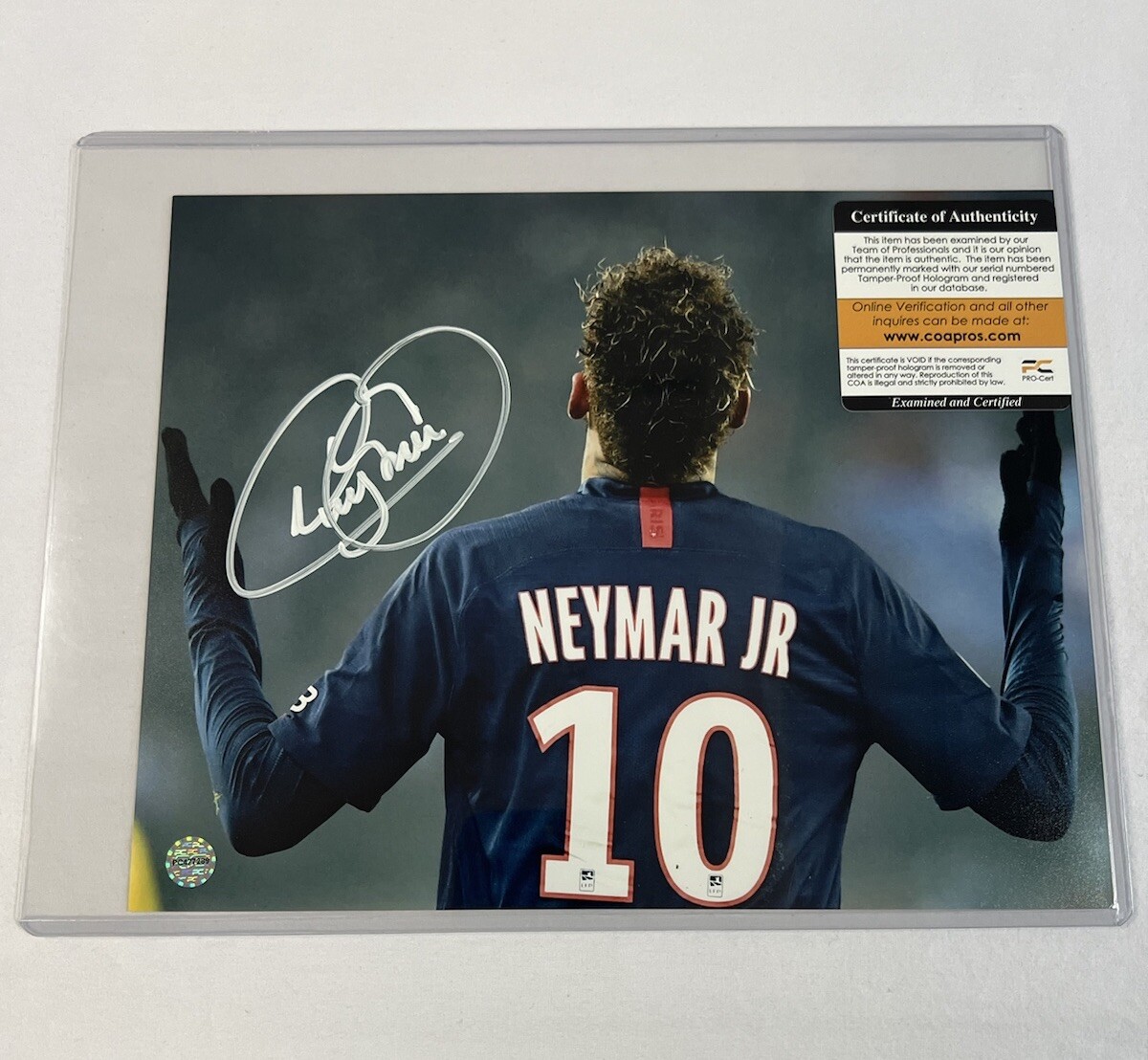 Signed Autographed Neymar JR Paris Saint- Germain Photo 10x8