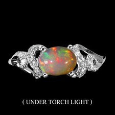 925 Sterlingsilber Ring Oval Feuer Opal 8x6mm Simulierte Cz Edelstein Schmuck 9