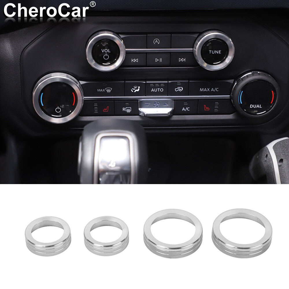 Silver Air Condition Audio Switch Knob Trim For Ford Bronco 2021 22 Accessories