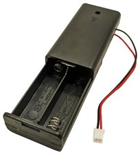 AA Battery Holder with Cover and JST Connector Holds 2 AA Batteries