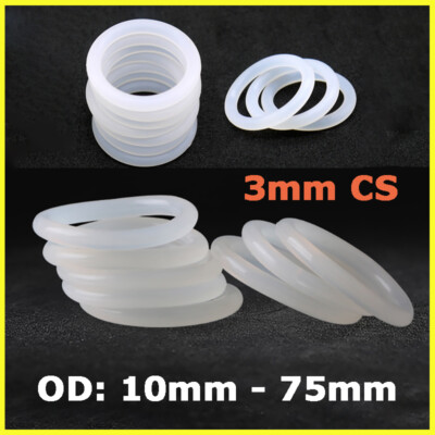 Silicone Rubber O Rings Sealing Metric Food Grade 3mm Cross Section 10mm~75mm OD