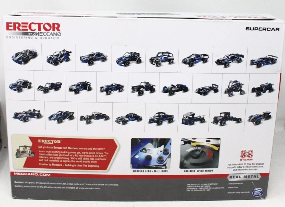 SUPERCAR - ERECTOR Building SET Meccano 18211 - Motorized - 25 Models in 1 NEW+ - Image 2 of 4