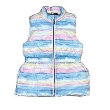 Calvin Klein Girls Striped Puffer Vest Full Zip Size 4