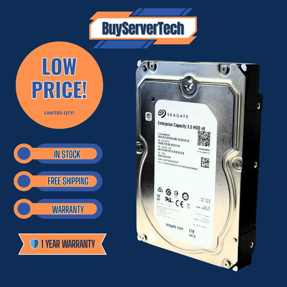 Seagate ST2000NM0055 2TB 7200RPM SATA 6Gb/s 3.5" HDD | Enterprise | 0 Hours - Image 3 of 4