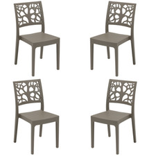 Sedia impilabile in polipropilene per interni ed esterni TETI tortora Set 4