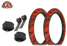 ALTA 20 X 2.35 SEMI-SLICK STREET PARK FIRE BALL GRAPHIC TIRES BMX BIKE RED 6PC.