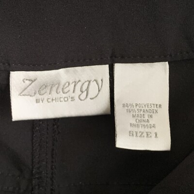 Chico's Zenergy Pants Womens Medium Black Pockets Straight Leg