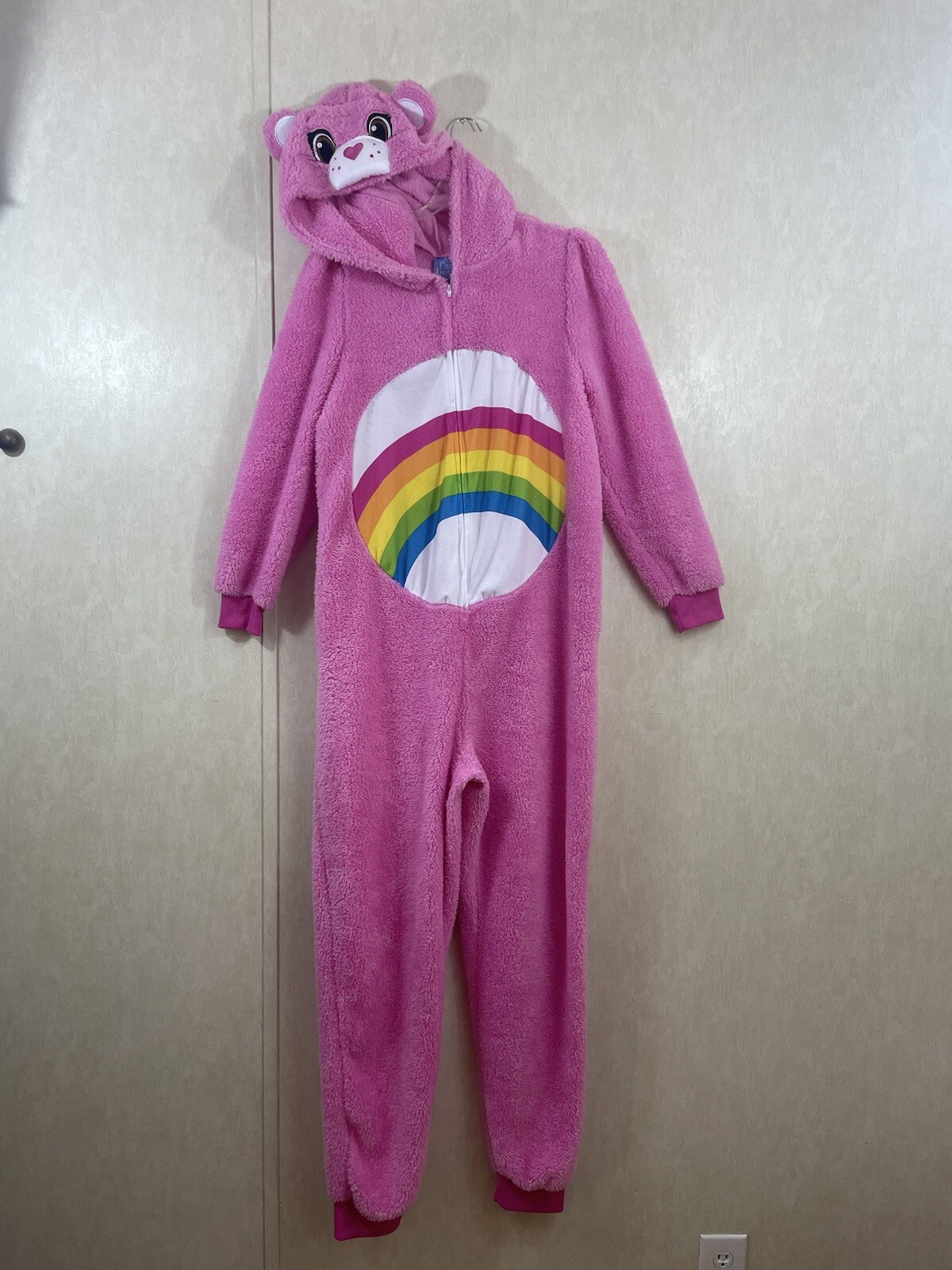 Care Bear Cheer Bear Adult PJ’s/Costume w/Hoodie Size… Gem