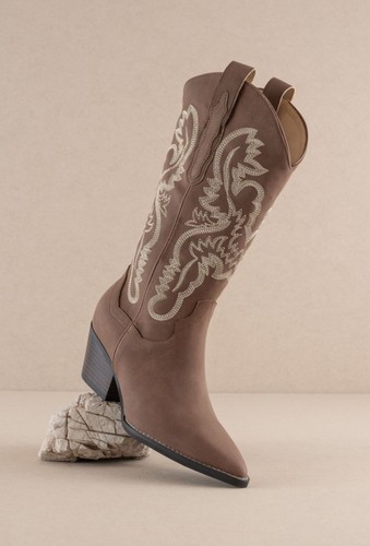 Classic Western Boots 9 Vintage Inspired Cowgirl Embroidered Festival Brown - Picture 5 of 7