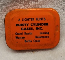 Purity Cylinder Gases Lighter Flints Cool Slide Tin w Flints 5 Cities 