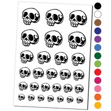 Creepy Skull Halloween Temporary Tattoo Set