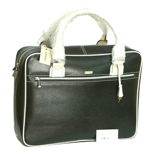 CANALI NEW Black Leather Travel Luggage 