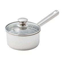 Stainless Steel 1-Quart Saucepan with Straining Lid Perfect for Soups