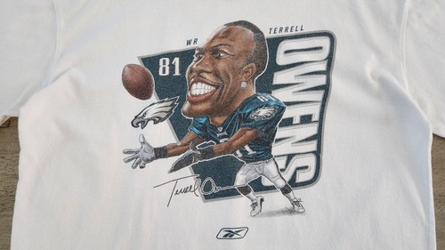 Vintage Reebok Terell Owens Caricature T-shirt Sz S #81 NFL Big Head 00s - Picture 3 of 6