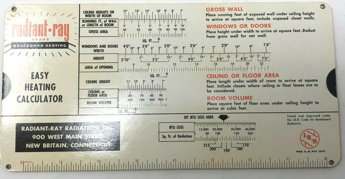 Vintage Radiant Ray slide rule style heating calculator baseboard heating  1953 | eBay