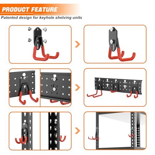 TORACK 24 PCS Garage Storage System Hooks with Tracks, Wall Organizer