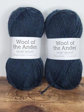 New 2 Skeins of Knit Picks 100% Peruvian Sport Weight Wool Yarn Midnight Heather