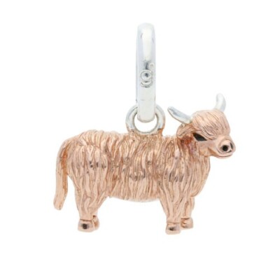 HIGHLAND COW CHARM IN STERLINGSILBER/ROSÉGOLD CMN334