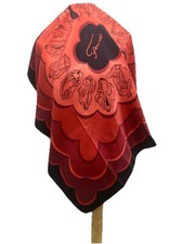 S41 Fendi Red black Vintage Silk Scarf 34 inch made in italy has Stain