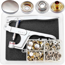 Metal Snaps with Fastener Pliers, 15Mm Silver Metal Button Snaps Press Studs for