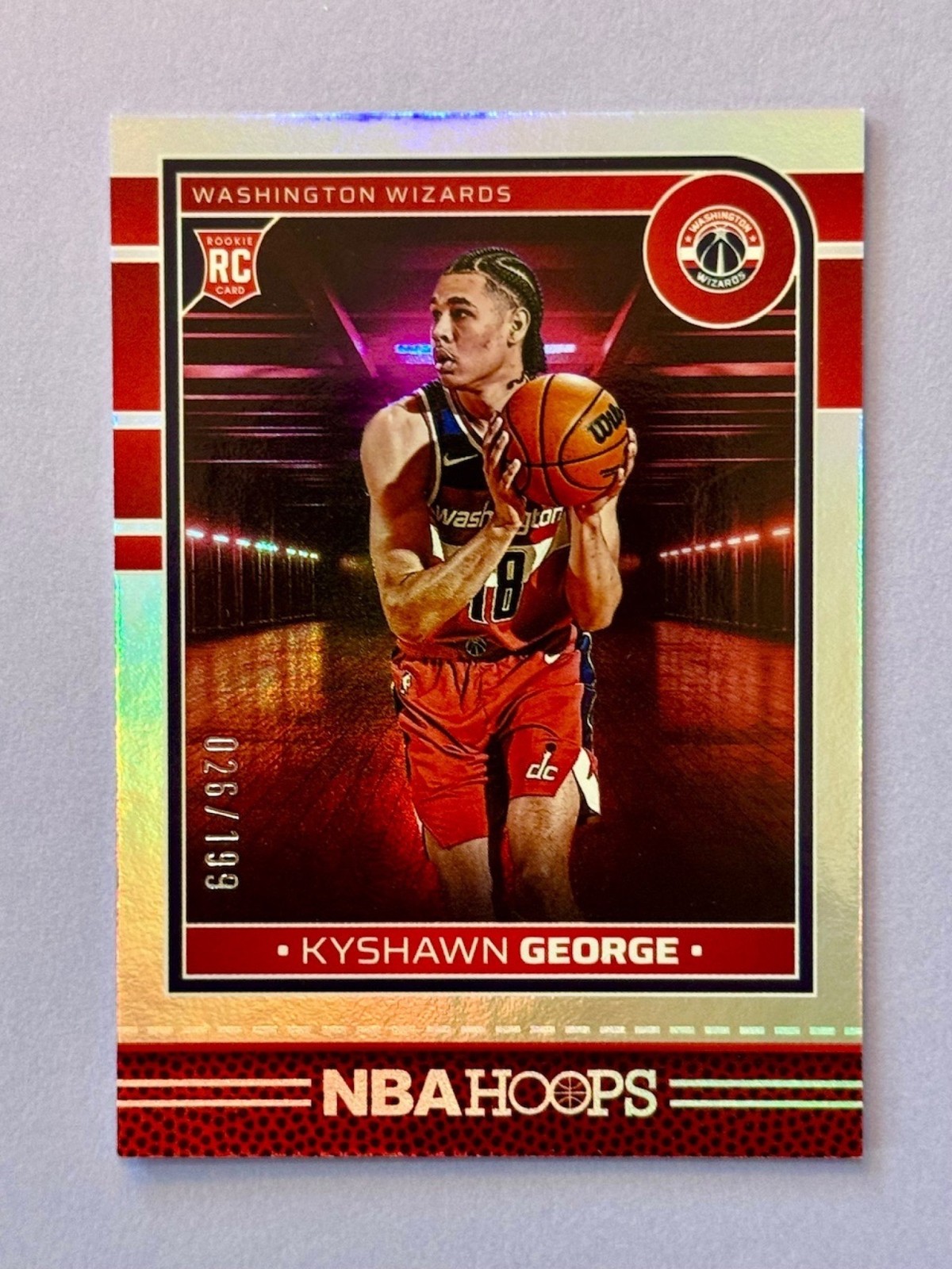 2024-25 Panini Hoops Kyshawn George Silver /199 #254 RC Washington Wizards