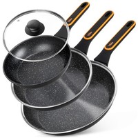 Bratpfanne Pfanne Pfannenset Granit Induktion Glasdeckel 20 24 28Cm 3 StüCk