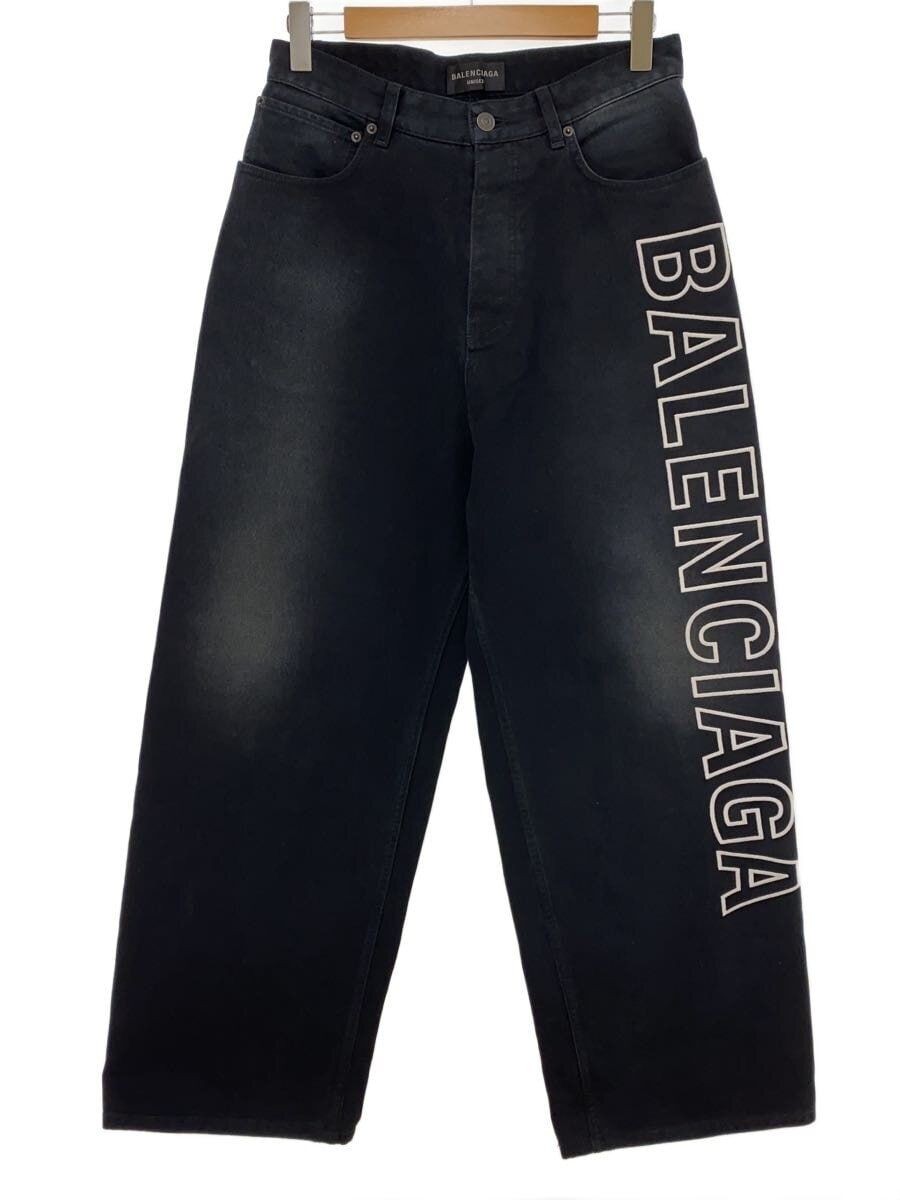 BALENCIAGA Miscellaneous Outline Logo Baggy XS Denim BLK VD87 767981 Used