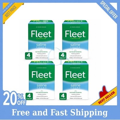 Fleet Laxative Saline Enema for Adult Constipation 4.5 fl oz 4 Bottles pack, NEW