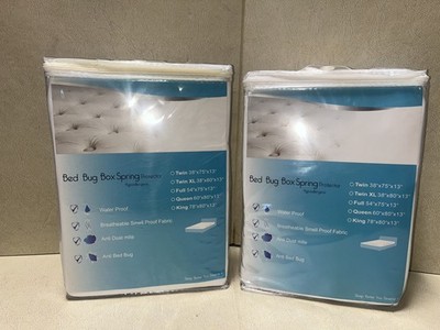 Pair of Bed Bug Box Spring Protector Hypoallergenic Twin 38 x75 x13  