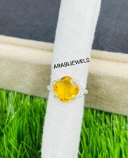 Unique Cushion Cut Citrine Ring 925Sterling Silver Gift For Her Ring