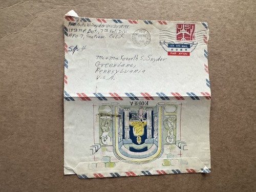 US 1961 Military Cover +Korea Temple Cachet +APO CXL +Solo Airmail 7C Franking