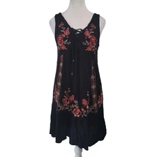Xhilaration Size S Floral Embroidered Sleeveless Mini Dress Boho Festival