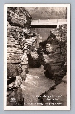 Antique Canada Postcard JASPER Athabasca Falls Canyon 1940s RPPC