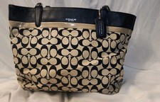 Borsa grande Coach Signature tessuto jacquard pelle nera L1373-29426