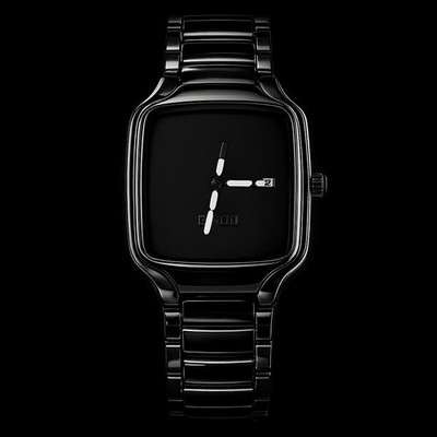 Rado True Square Black Ceramic Analog Wristwatch Swiss Made Water Resistant