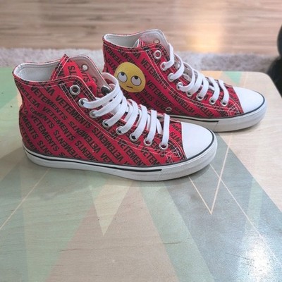VETEMENTS Red High Top Sneakers w/ Emojis Women's Size 7