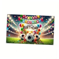 Football-Themed Happy Birthday Party Banner - 71x43 Inches Multicolored