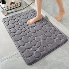 3D Non Slip Bathroom Mat Cobblestone Embossed Absorbent Quick Dry 40x60cm