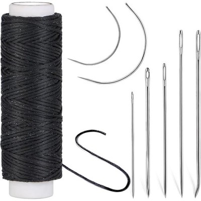 Waxed Upholstery Thread and Needle Set 32 Yards with 7 Hand Sewing Needles for