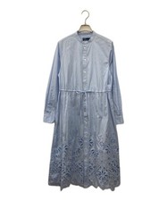 POLO RALPH LAUREN Eyelet-embroidered cotton shirtdress SIZE 2 Sky Blue Ext