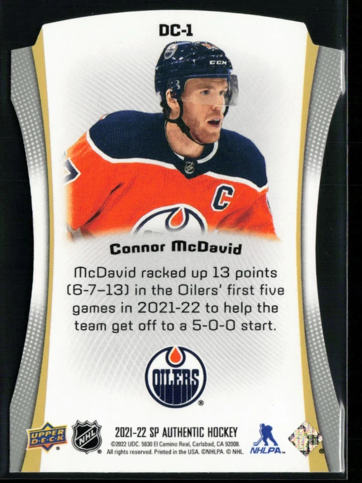 2021-22 SP Authentic Die Cut #DC-1 Connor McDavid - Image 2 of 2