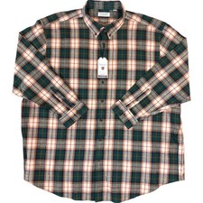 Roundtree  Yorke Portuguese Flannel Shirt Men's 4XB Green Plaid Button Down