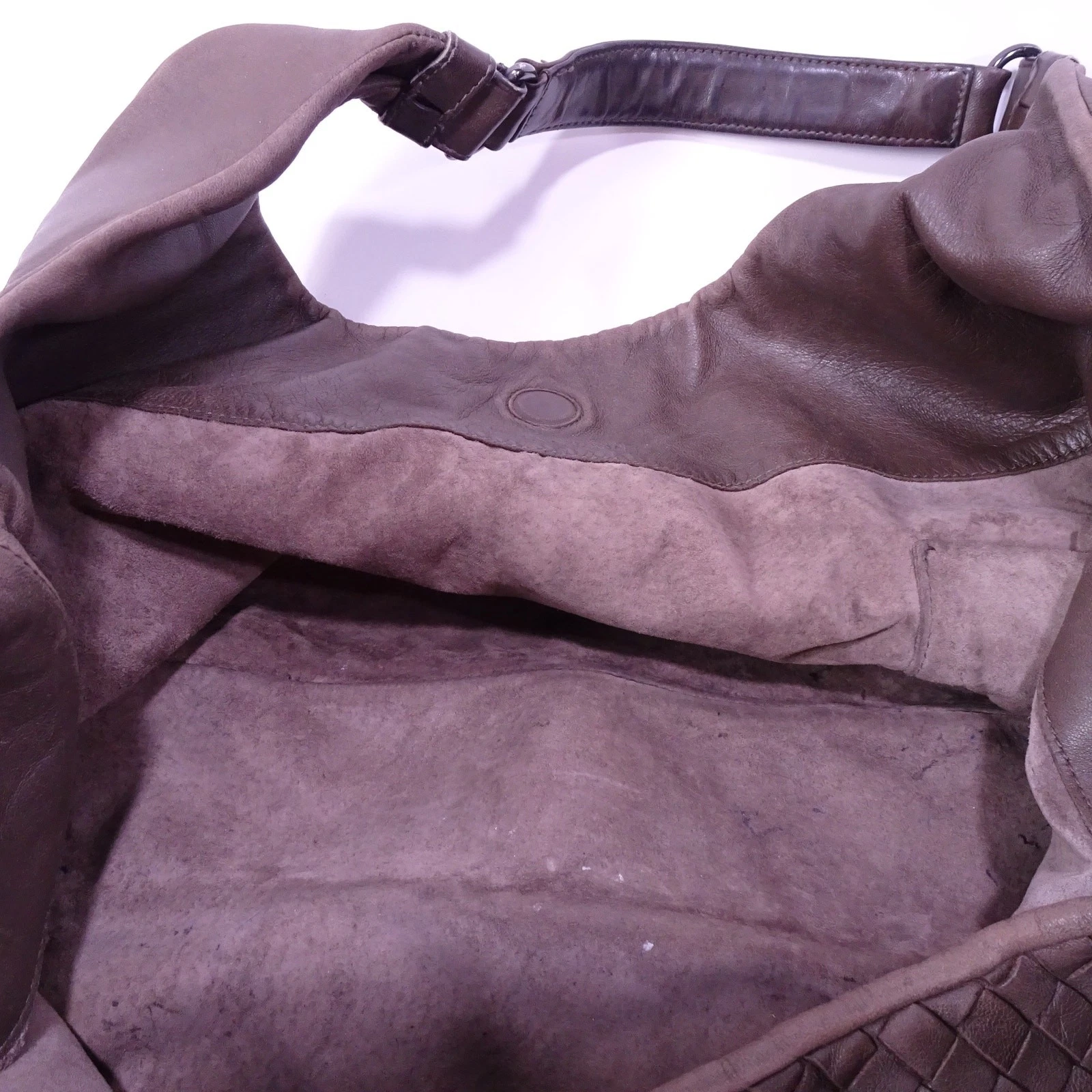 Borsa donna Bottega Veneta Intrecciata Campana tracolla hobo marrone