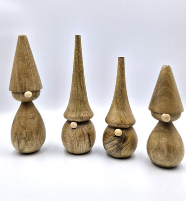 4 Stück Holz Weihnachtsdeko Ornamente rustikal freistehend 4er Set