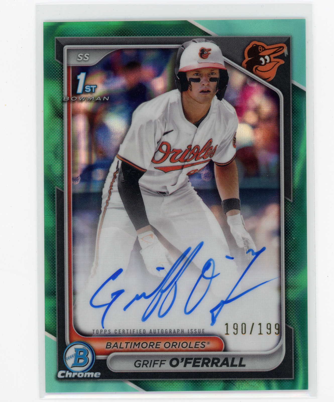 2024 Bowman Chrome Griff O'Ferrall 1st Prospect Aqua Lava Ref AUTO #190/199 (CS)
