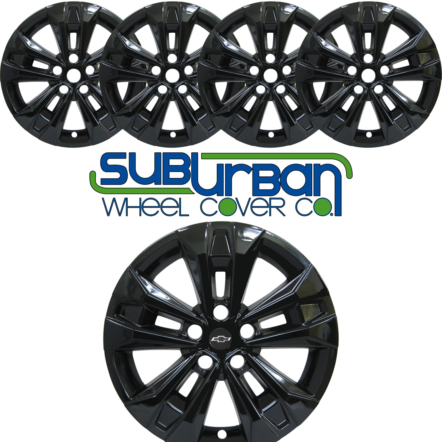FITS 2025 Up Chevrolet Equinox LT # 7025-GB 17" Gloss Black Wheel Skins SET/4